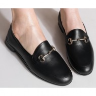  marjin women`s genuine leather chain loafers casual shoes tanle black