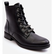  classic leather women`s warm ankle boots s.barski black