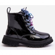  children`s patented insulated boots with embellishment, black bunnyjoy