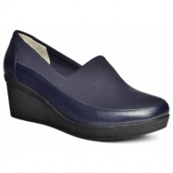  fox shoes r908059003 navy blue genuine leather wedge heels women`s shoes