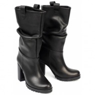 capone outfitters capone women`s round toe boots with trash sole gathering mid heel women