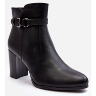  women`s leather ankle boots with buckle black lasima