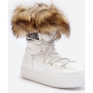  women`s lace-up snow boots white santero