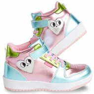  denokids heart hologram girls pink sneakers