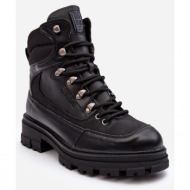  women`s insulated lace-up ankle boots black big star