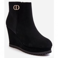  women`s wedge ankle boots with small embellishments, black bertolina