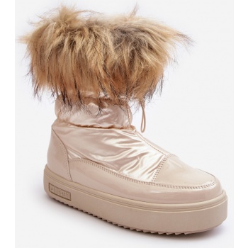 women`s snow boots with fur beige big σε προσφορά