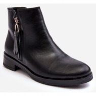  women`s leather flat shoes black vasica