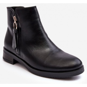 women`s leather flat shoes black vasica σε προσφορά
