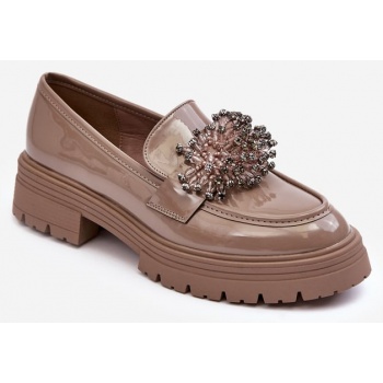 women`s decorated snap shoes, beige