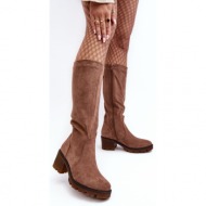 women`s over-the-knee boots with low heels, brown beveta