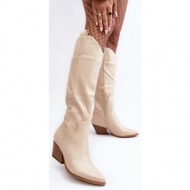  women`s light beige cowboy boots kaspella