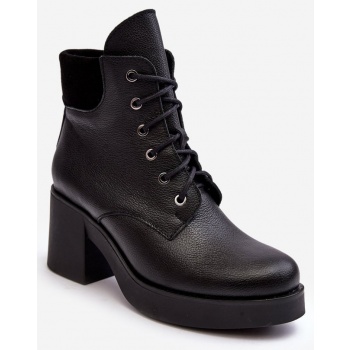 women`s high heeled leather ankle boots σε προσφορά