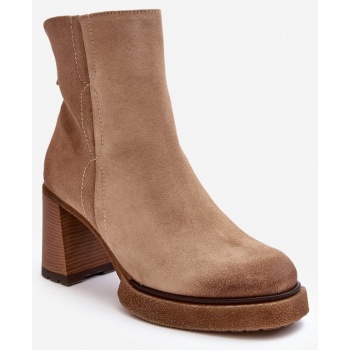 suede women`s high-heeled ankle boots σε προσφορά
