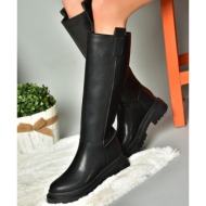  fox shoes women`s black skin thick soled boots