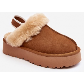 women`s platform slippers with camel σε προσφορά