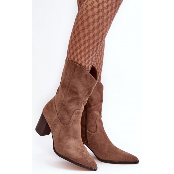 women`s cowboy ankle boots, dark beige σε προσφορά