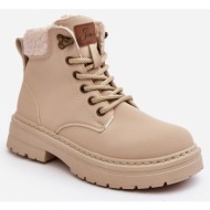  women`s leather boots with sheepskin, light beige, lynnvia