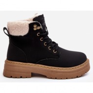  women`s leather boots with sheepskin, black lynnvia
