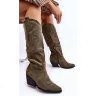  women`s high heeled cowboy boots green sloana