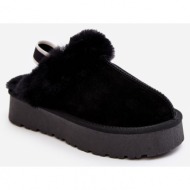  black women`s sophienne platform slippers with fur