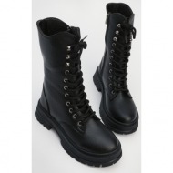  marjin women`s lace-up zippered thick sole ankle boots yenles black.