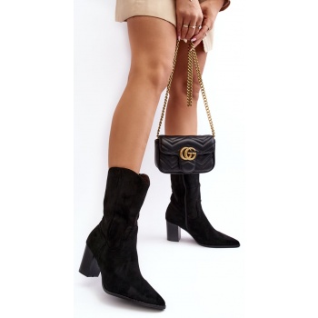 women`s high heeled cowboy boots black σε προσφορά