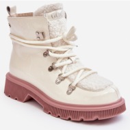  patent leather women`s ankle boots trapper goe white