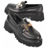  capone outfitters capone women`s loafers with round toe and h buckle