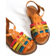  capone outfitters capone women`s round toe gladiator band multi leather sandals