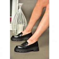  fox shoes r996092008 black patent leather thick soled women`s casual shoes