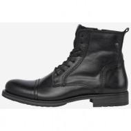  black men`s leather winter ankle boots jack & jones russel - men`s