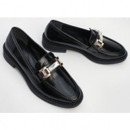  marjin women`s stony buckle loafers casual shoes hosre black patent leather.