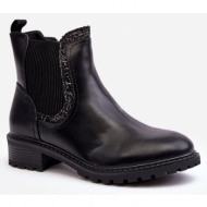  women`s low-shaft chelsea boots with flat heel, black kassona