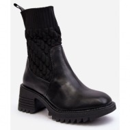  women`s boots with chunky heels and sock black briogen