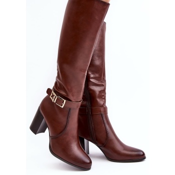 women`s high-heeled boots with buckle σε προσφορά