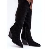  fashionable suede cowboy boots delia black