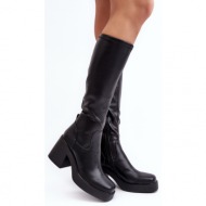  women`s chunky high heel boots d&a black