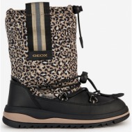  beige-black girls` patterned snow boots geox adelhide - girls