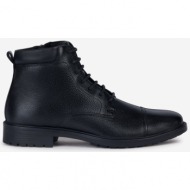  black men`s leather ankle shoes geox kapsian - men`s