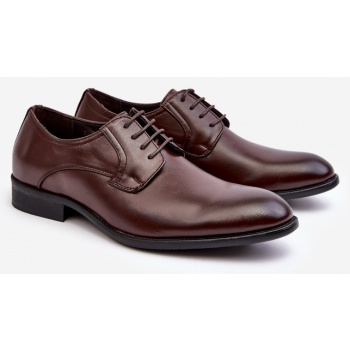 men`s leather shoes dark brown harene σε προσφορά