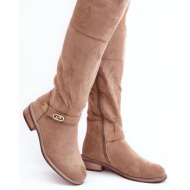  insulated suede boots with flat s heels. barski beige