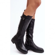  women`s flat heel boots, black klemmo