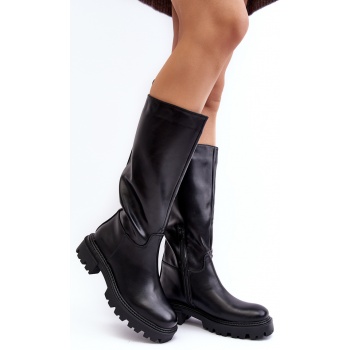 flat mid-calf slip-on boots, black σε προσφορά