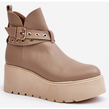 women`s leather platform ankle boots σε προσφορά