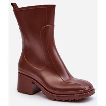 women`s matte high-heeled boots, brown σε προσφορά