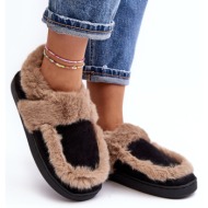  women`s slippers with fur black sailey