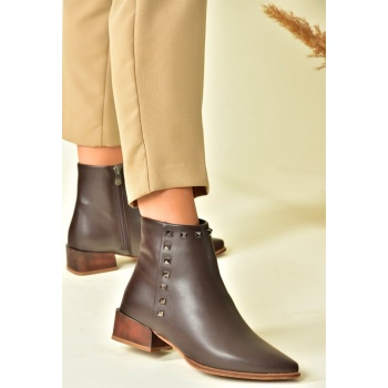 fox shoes brown staple detailed women`s σε προσφορά