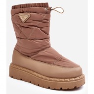  women`s snow boots with thick soles, dark beige luretto