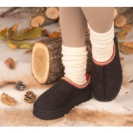  armonika women`s black winter thick sole furry suede slippers & shoes